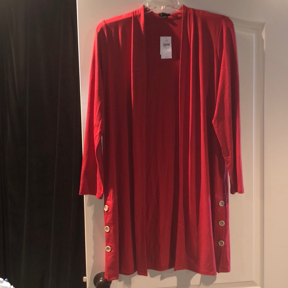 JJill knit jacket Size L. Muted red.